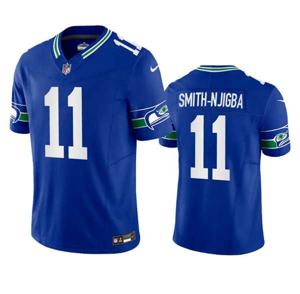 Men%27s Seattle Seahawks #11 Jaxon Smith-Njigba Royal 2023 F.U.S.E. Vapor Limited Throwback Stitched Jersey